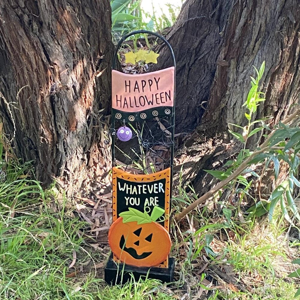 Wood & Metal Stand-Door Stop Yard Decor Happy Halloween Whatever You Are